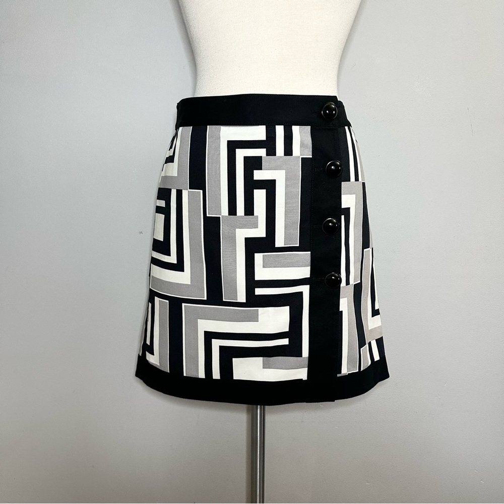 Ann Taylor Petites Geometric Button Front Wrap Mini Skirt